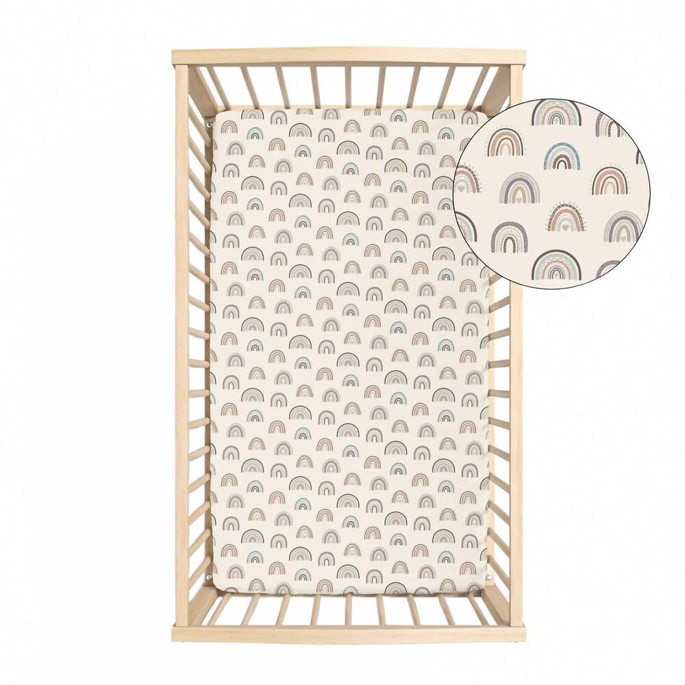 NEW KICKEE grow with me crib to twin fitted sheet in earthly rainbows